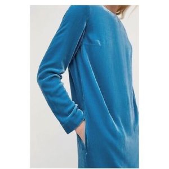 COS silk blend velvet long sleeve shift dress with pockets NWT - Picture 3 of 10